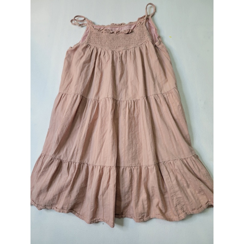 Newbury Kustom Pink Smocked Tiered Mini Dress Small Adjustable Straps Boho
